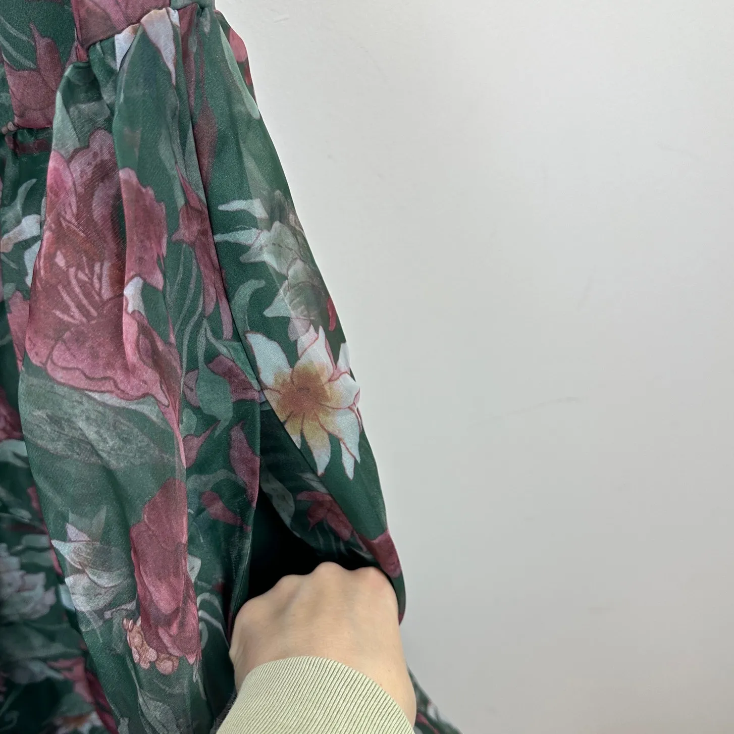 Lulus Cherished Aura Green Floral Organza Bustier Midi Dress Cocktail XXL NWT - Image 9