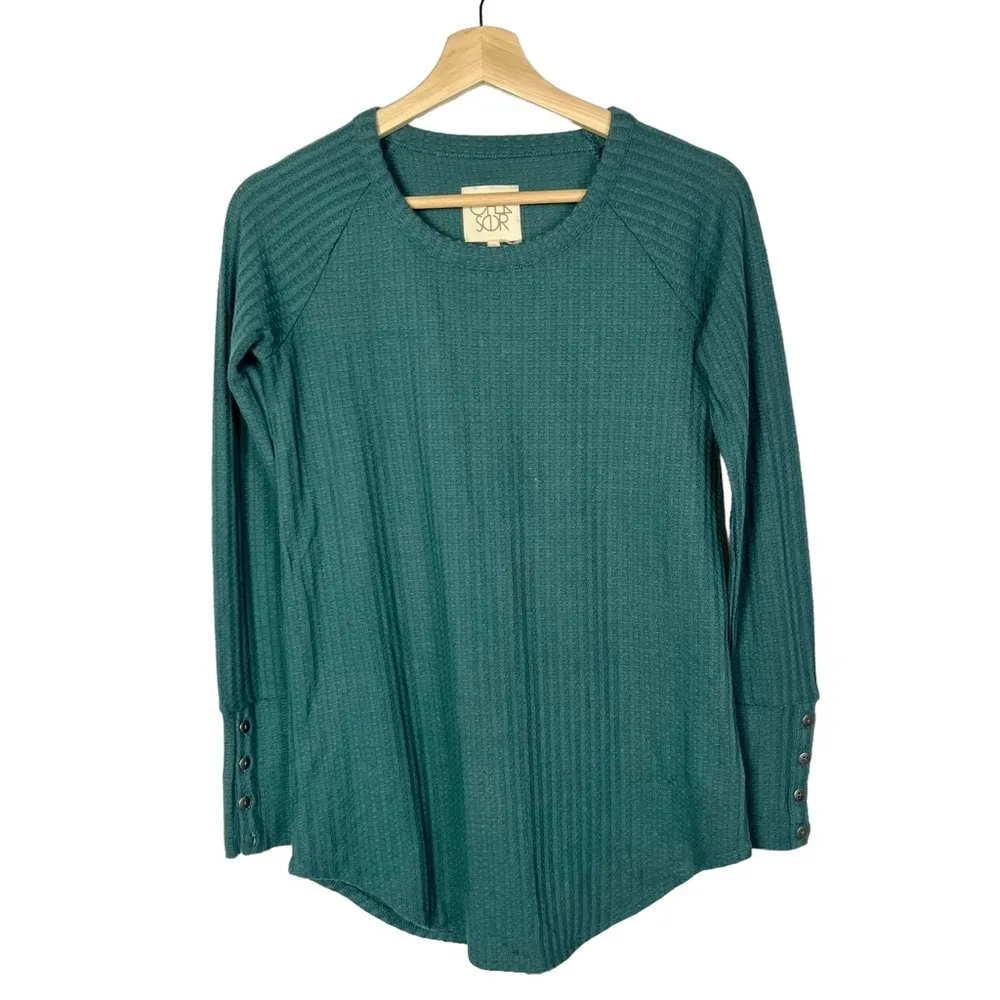 Chaser Teal Blue Thermal Knit Long Sleeve XS - Image 18