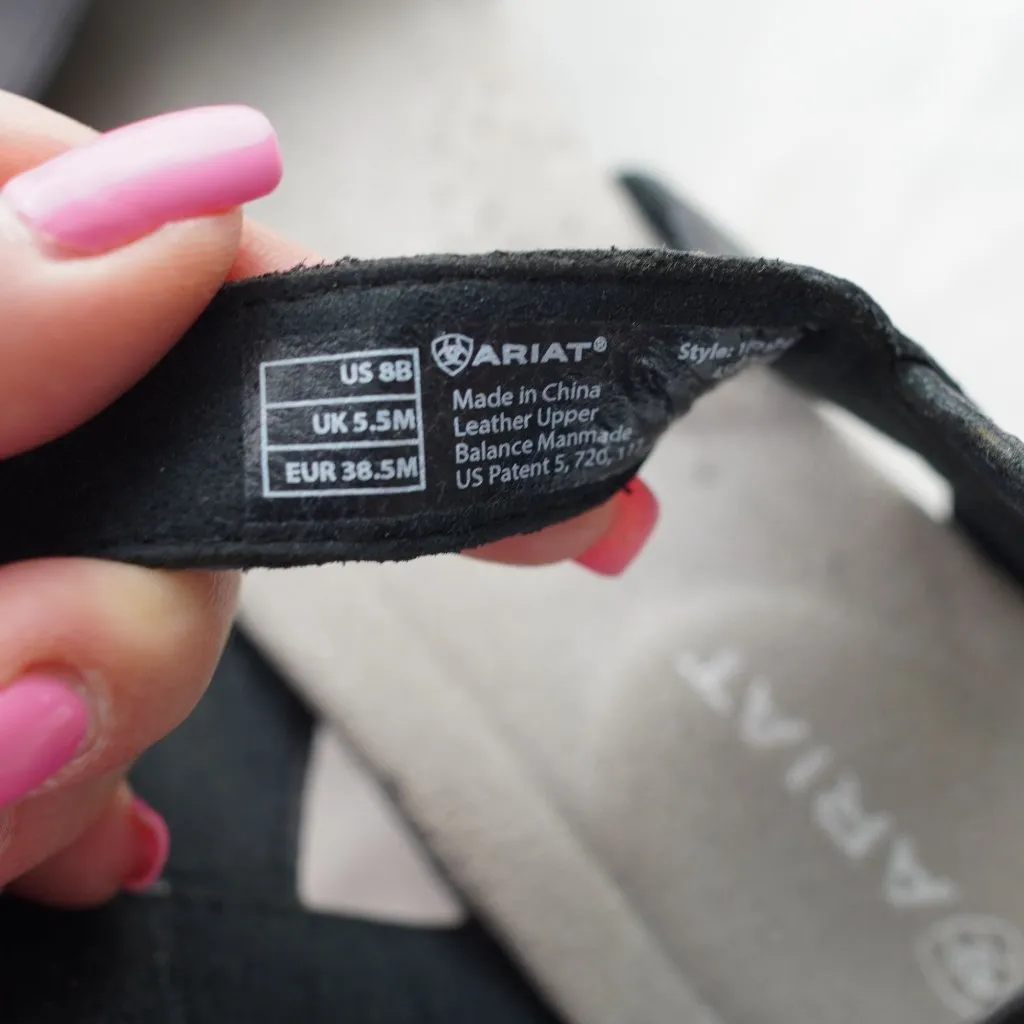Ariat Black Leather‎ Comfort Sandals Size 8B - Image 8