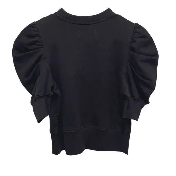 Sold Out NYC Womens The Just Enough Puff Short‎ Sleeve Sweatshirt Black XS NWT - Image 4