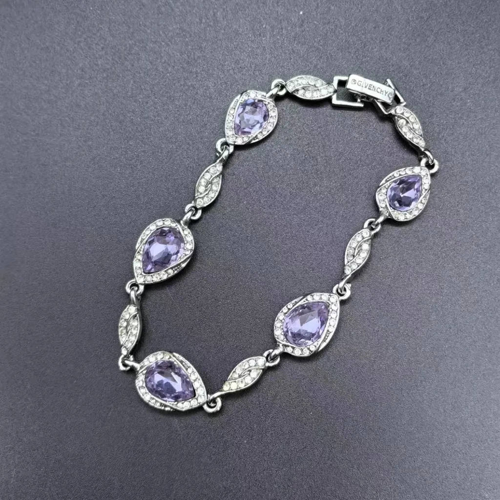 Givenchy Pave & Pear-Shape Crystal Flex Bracelet Silver and Purple Bracelet - Image 4