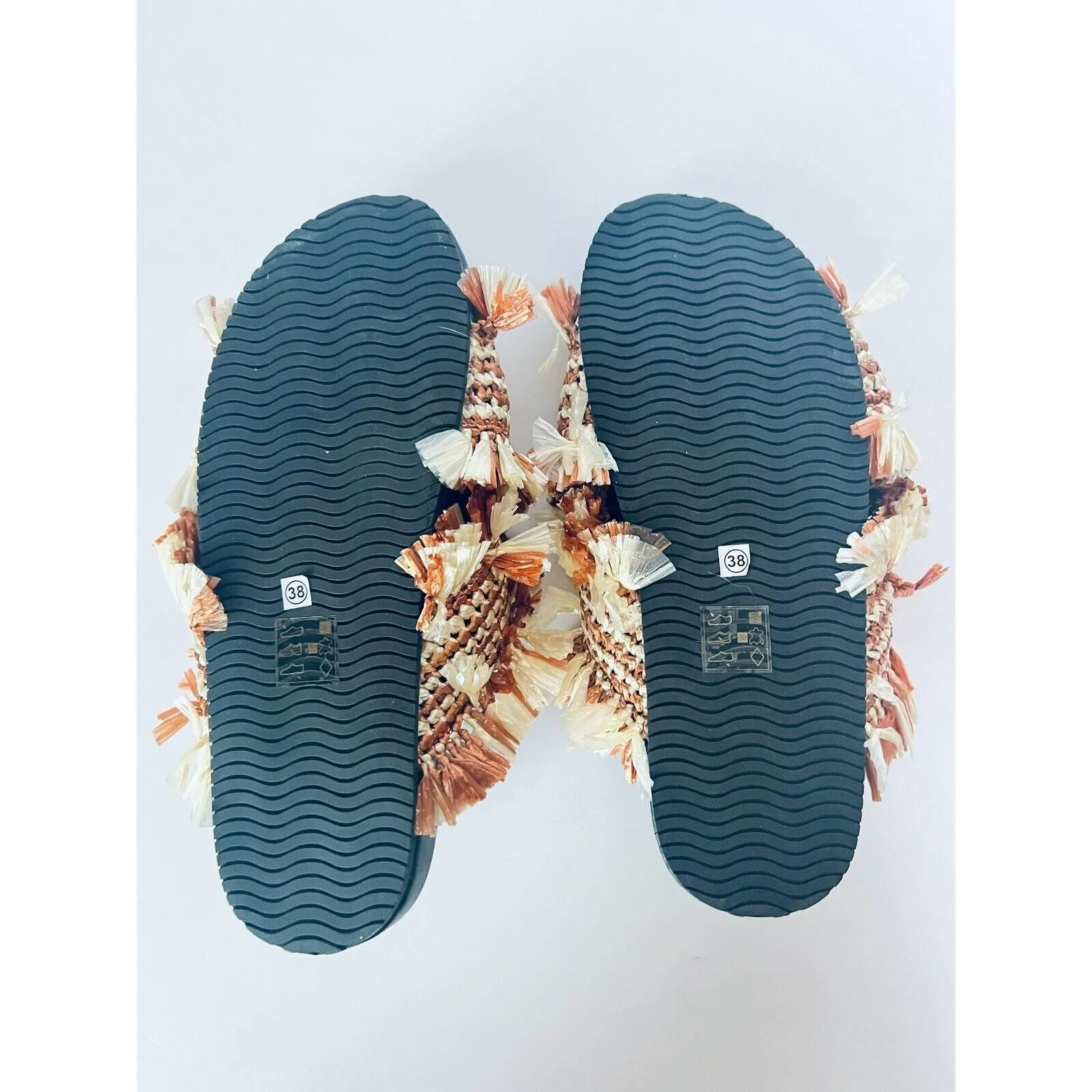 Anthropologie De Siena Criss-Cross Fringe Slide Sandals Brown Size 38 US 7 NEW‎ - Image 5