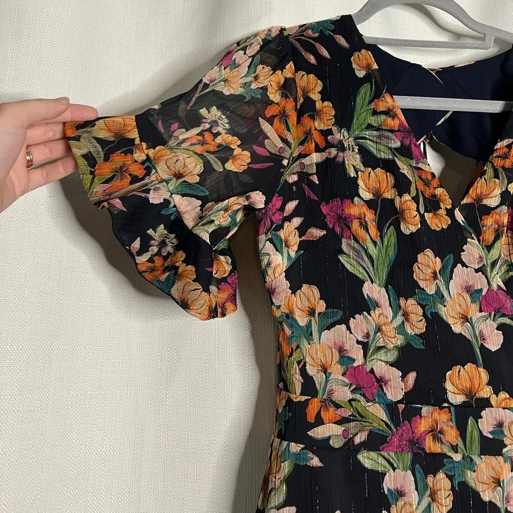 Adelyn Rae Penelope Ruffle Dress in Navy Floral XS - Image 6