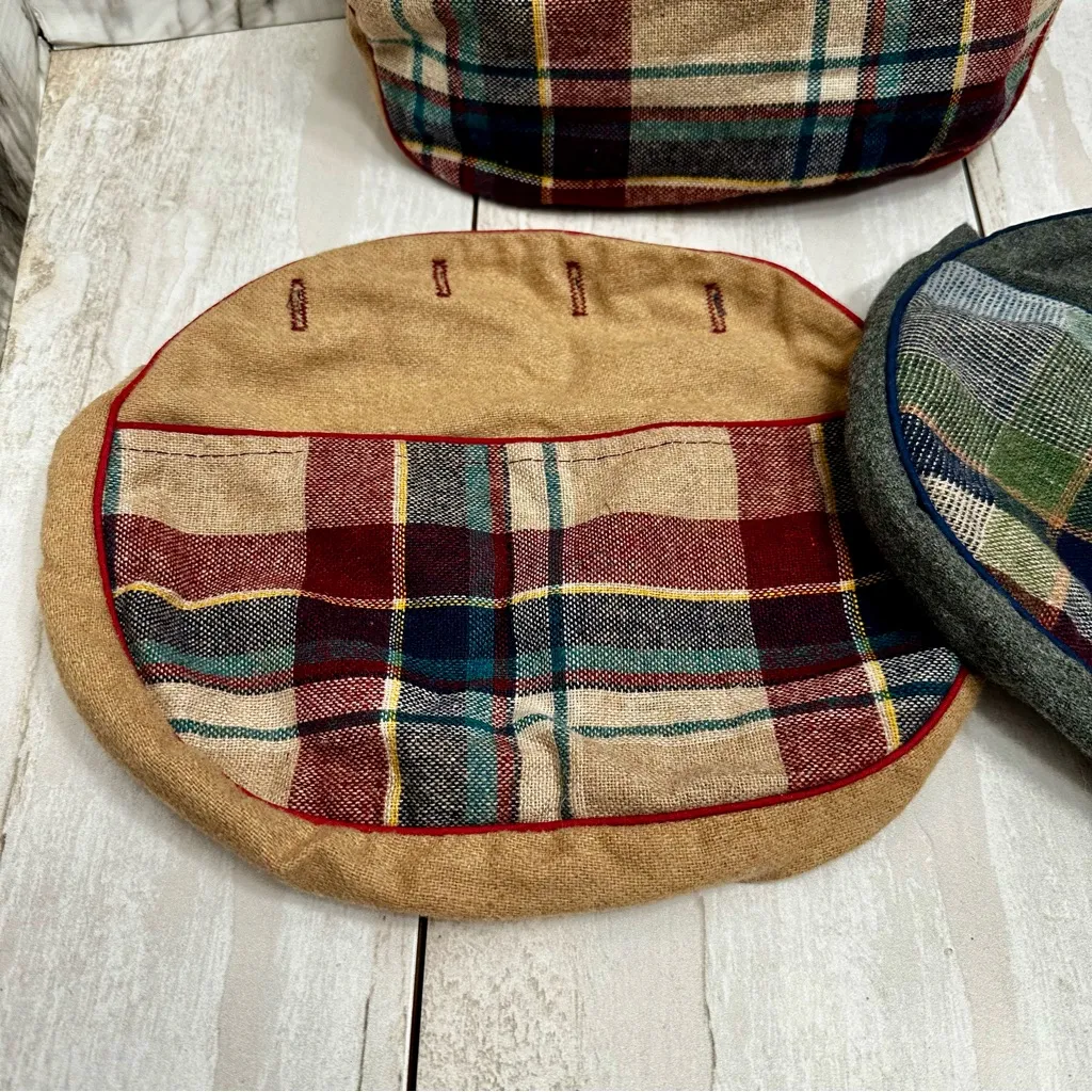 Vintage Tan Brown Plaid Handbag Wooden Handle Handbag Three Covers Preppy Vibe - Image 5