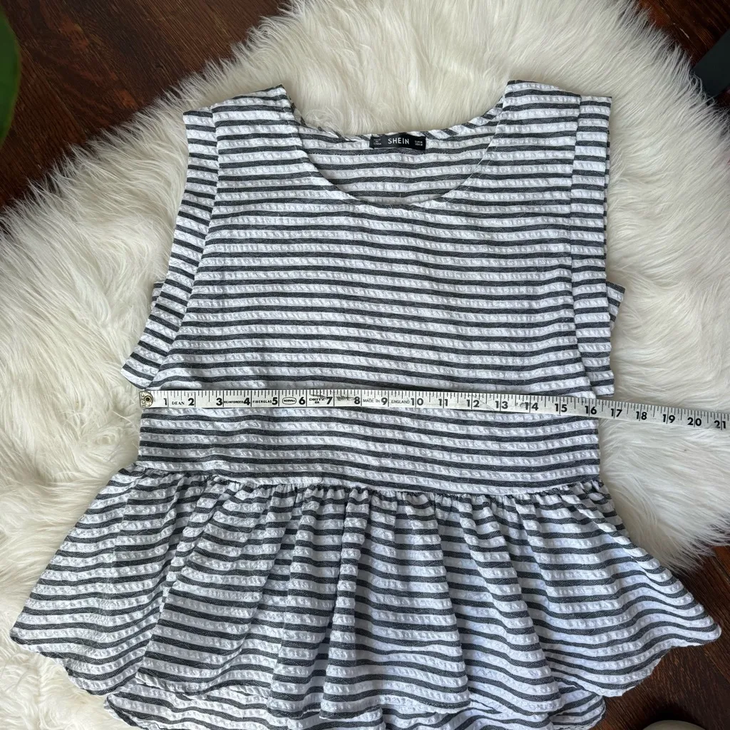 Striped Peplum Top Black Size M - Image 3