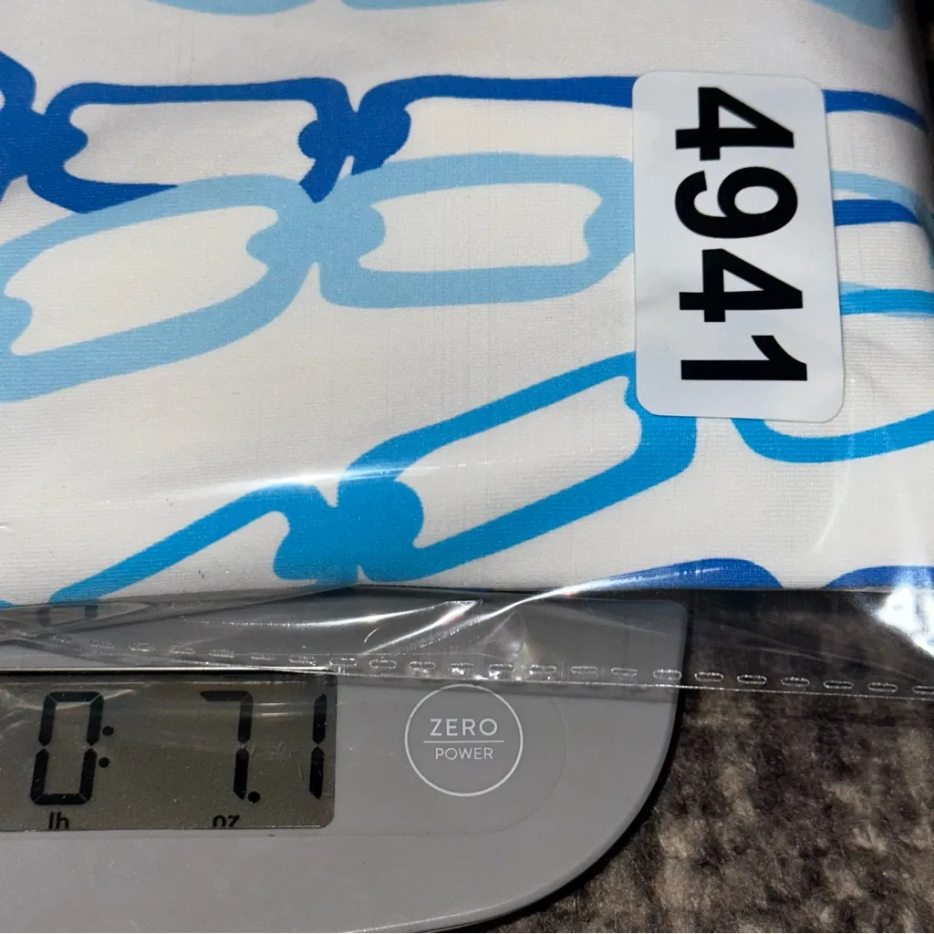 J. McLaughlin Women’s Size S White Blue Chain Link Catalina 3/4 Sleeve Dress - Image 8