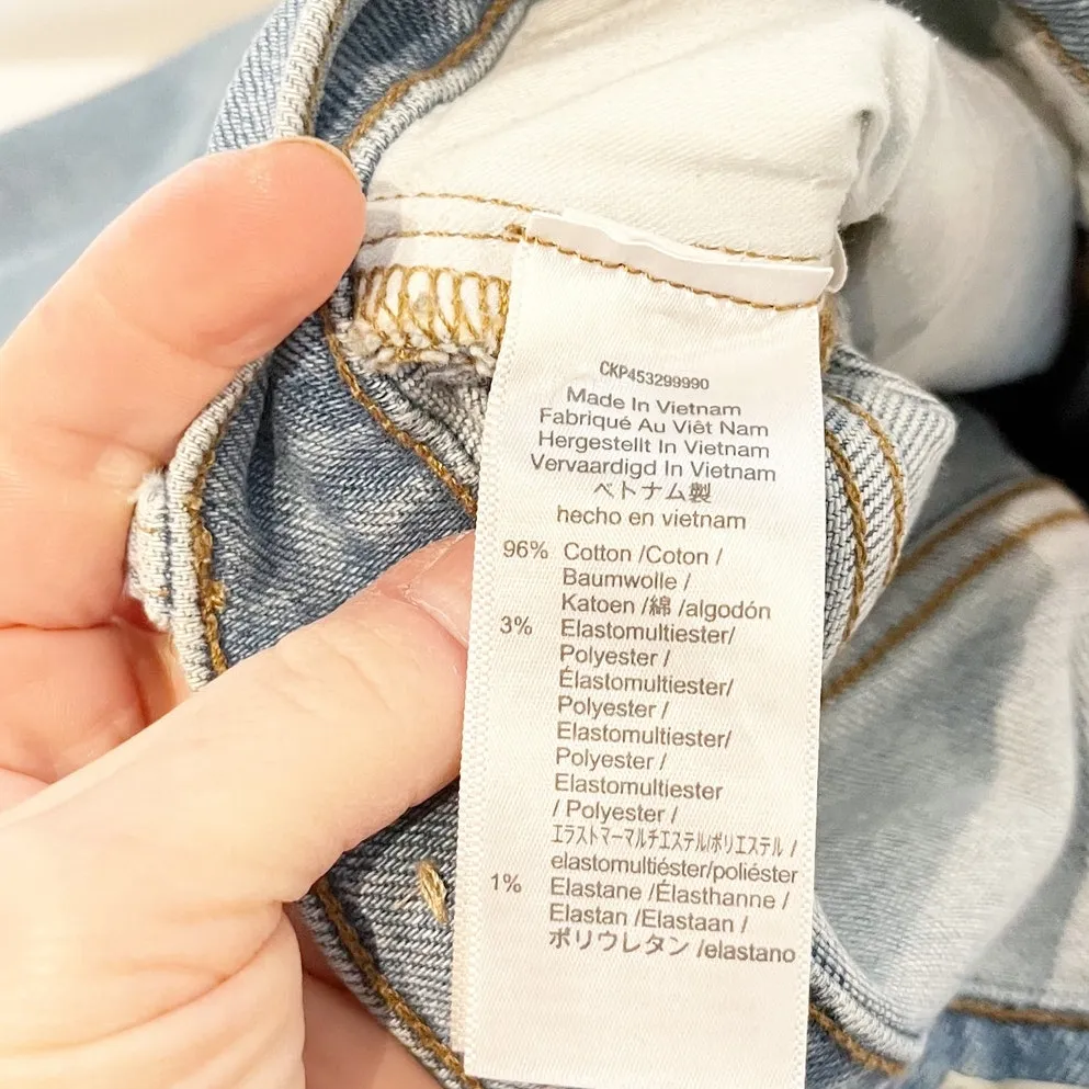 Madewell High Rise Perfect Vintage Straight Leg Jeans Raw Hem Blue 27 - Image 5