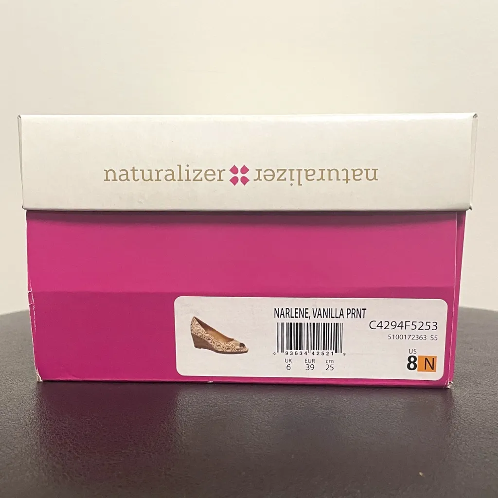 Naturalizer Vanilla Narlene Open Toe Wedge Heels NIB 8N 8 Narrow Cream Brown - Image 10