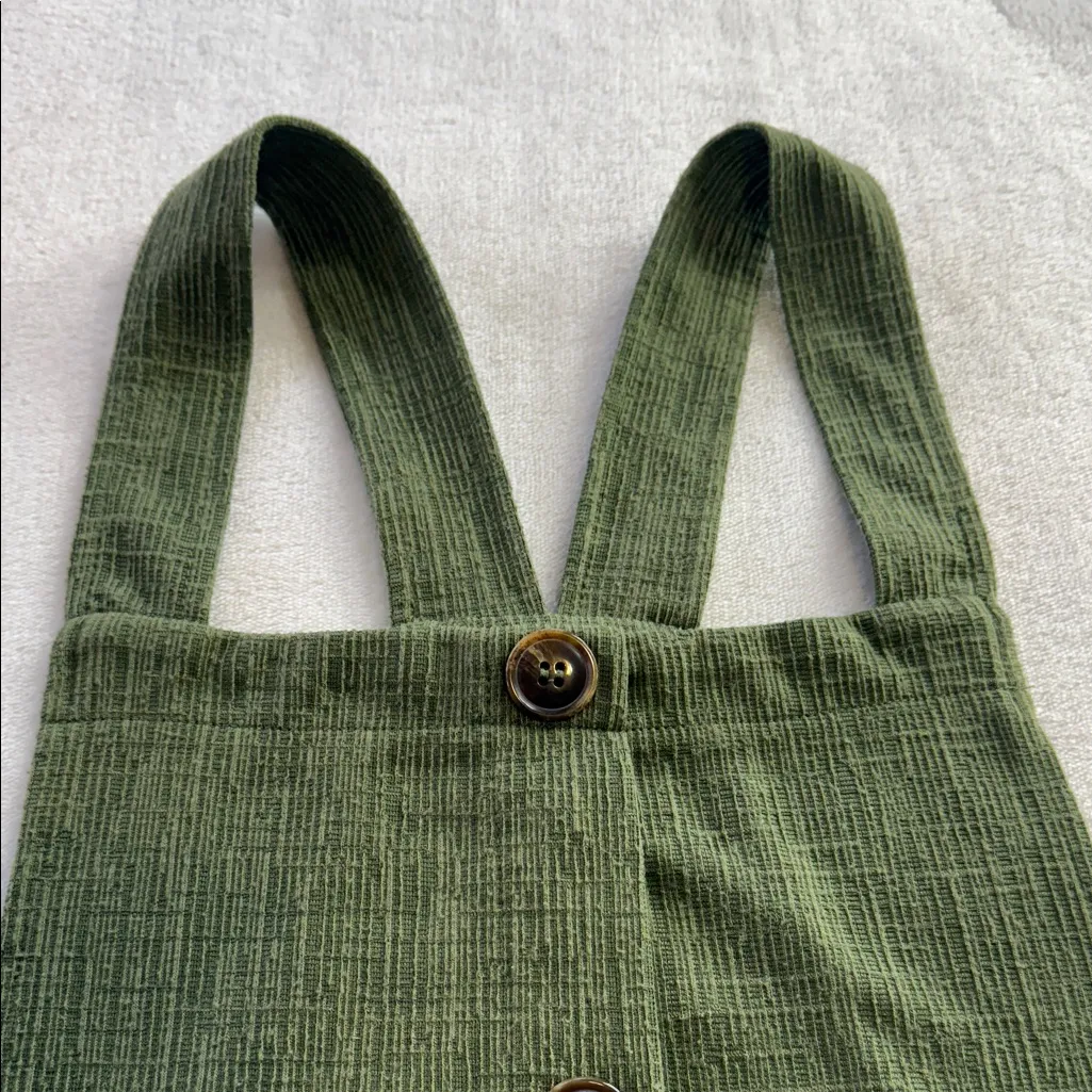 Full Circle Trends Olive Green Button-Front Pinafore Dress – Size M - Image 9