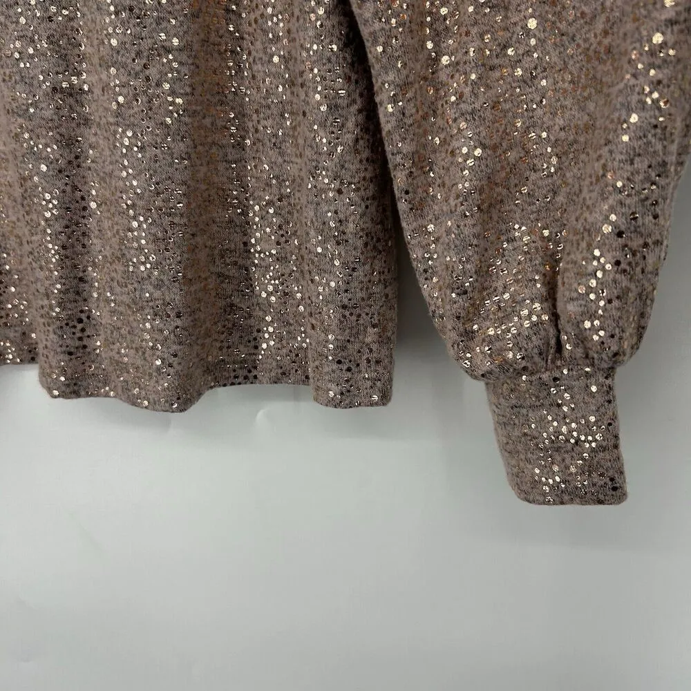 NEW John Paul Richard Sweater Pink Metallic Speckled Long Balloon Sleeves Sie L - Image 4