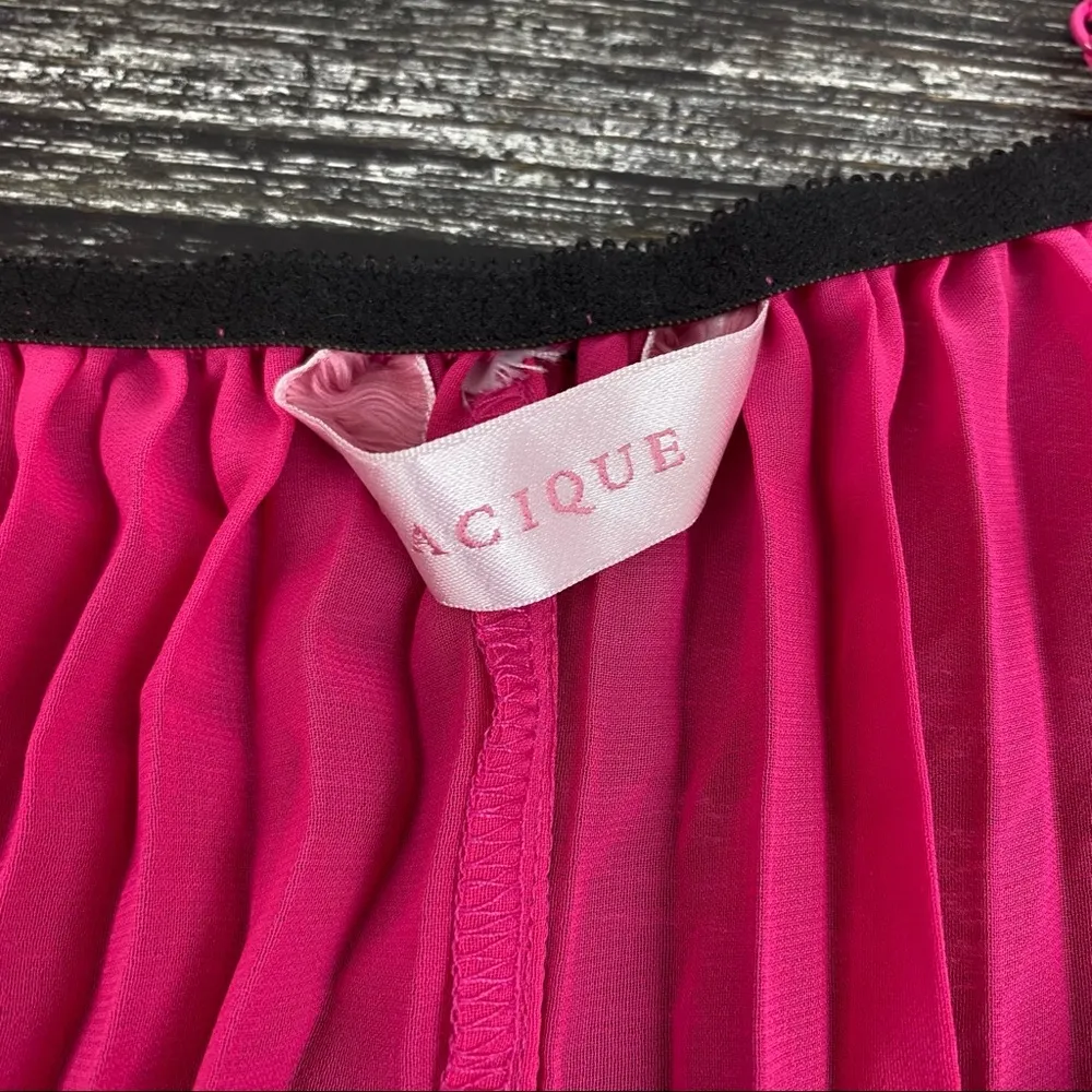 Cacique Pink & Black Pleated Lace Bodice Babydoll Chemise Sleep Dress 22/24 - Image 4