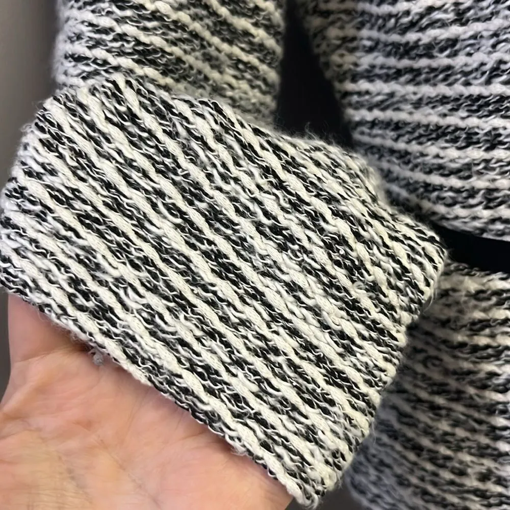 LOFT Cream Black Long Sleeve Open Front Cotton Blend Blazer- PXS - Image 6