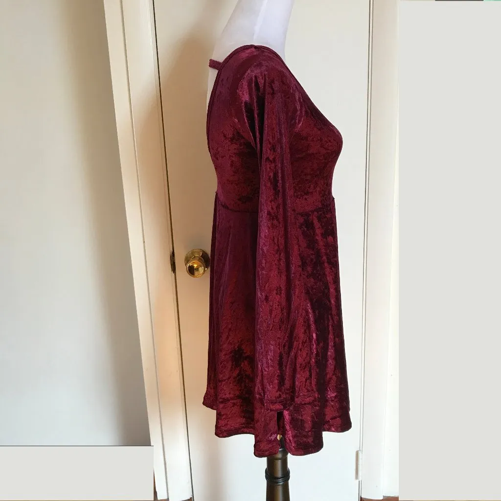 Black & Greige Gothic Lolita Halloween Red Velvet Doll Dress S - Image 5