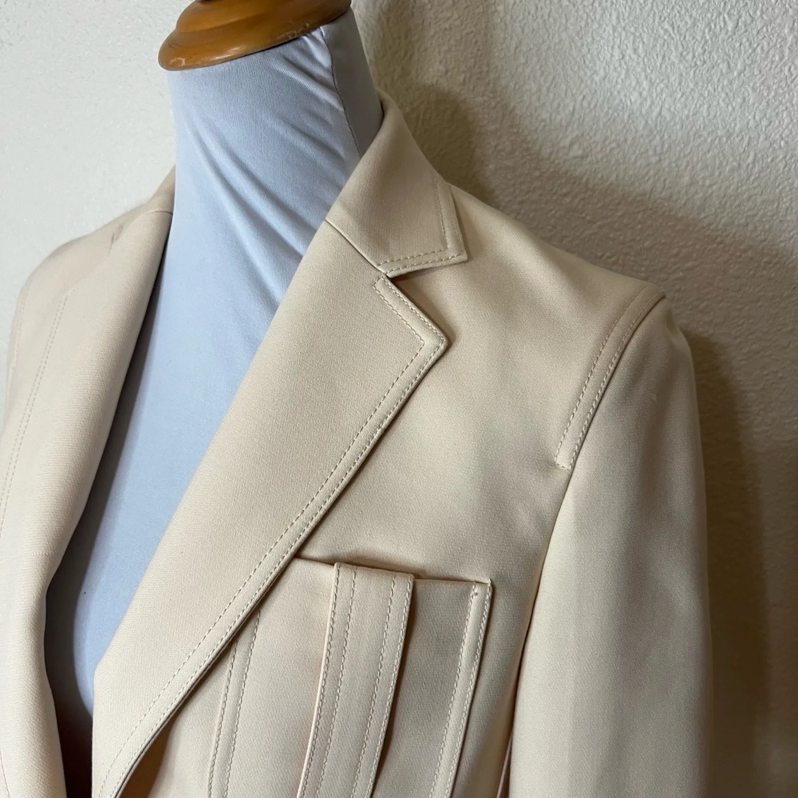 3.1 Phillip Lim Womens Cutaway Blazer Jacket Light Beige Notched Structured 4 - Image 4