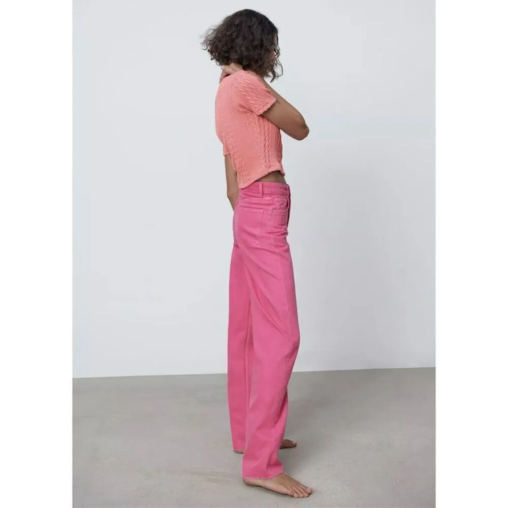 ✨Zara Pink Jacquard Crop Pink Sz Small Top✨ - Image 6