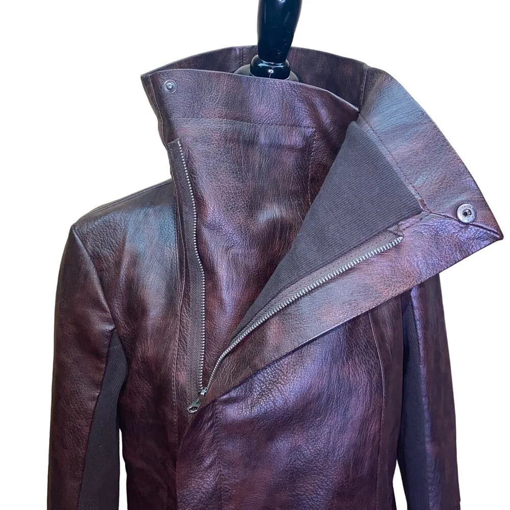 Vigoss Brown Faux Leather Moto Jacket Size Small - Image 4