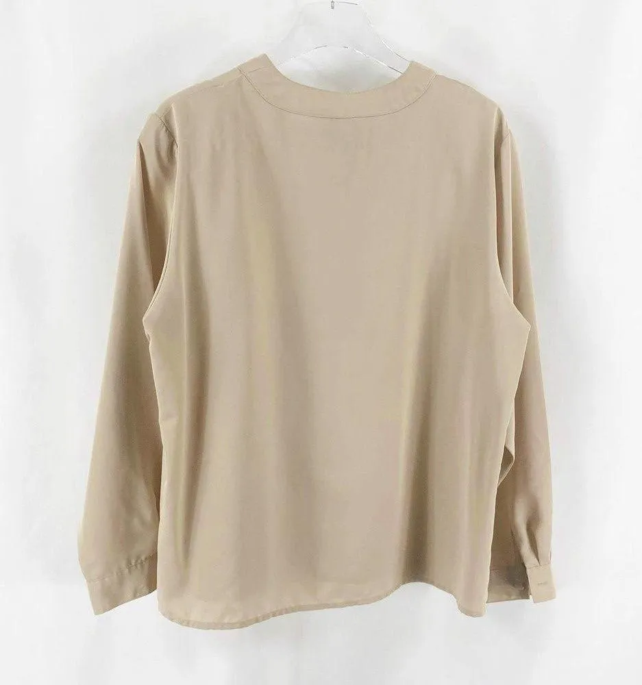 ATTITUDES 90s Y2K Vintage Nude Round Neck Button Down Shirt Size 14 - Image 6