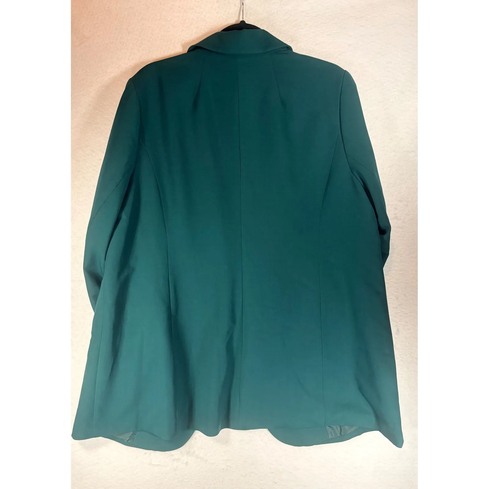 ELOQUII Emerald Green Open Front Collarless Blazer Jacket 3/4 Sleeves   18 - Image 2