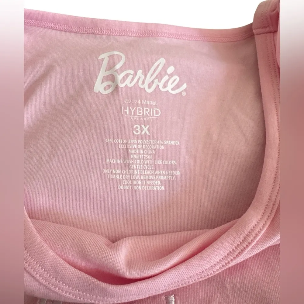 NWT Barbie Classic Embroidered Logo Graphic Tank Top Pink Tulle/White 3X Size 18 - Image 5
