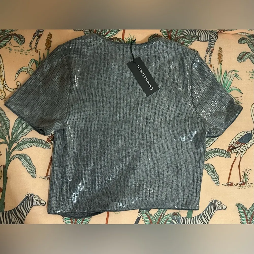 NWT Christian Lacroix Gray Sequin Blouse Womens Top - Image 7