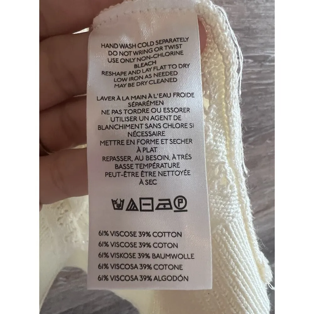 Maeve Anthropologie Halter Top Sweater Knit Ruffles Ivory Sz XL Preppy Tank - Image 7