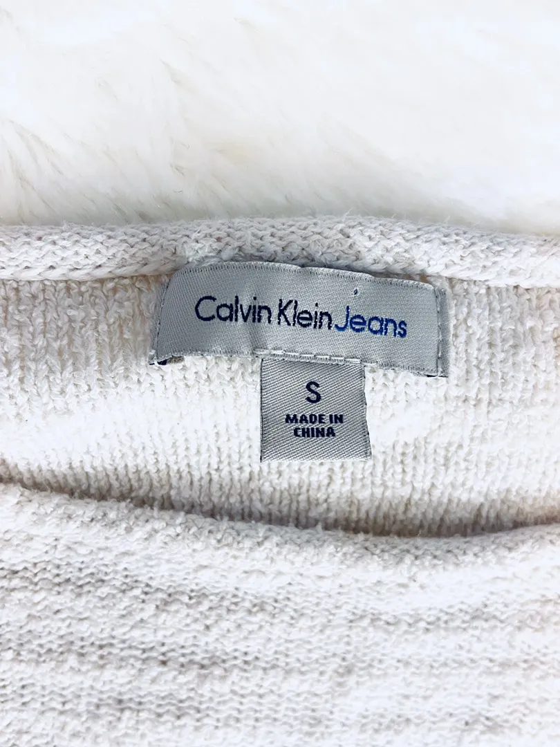 Cabin Klein Marled knit white & blue boho long sleeve - Image 6