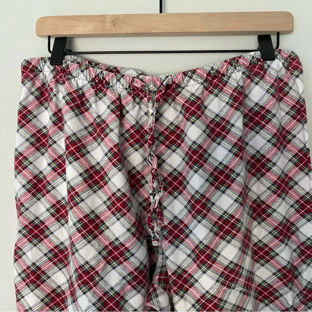 LL Bean Women Pajama Pants Medium Red Plaid 100% Cotton - Image 3