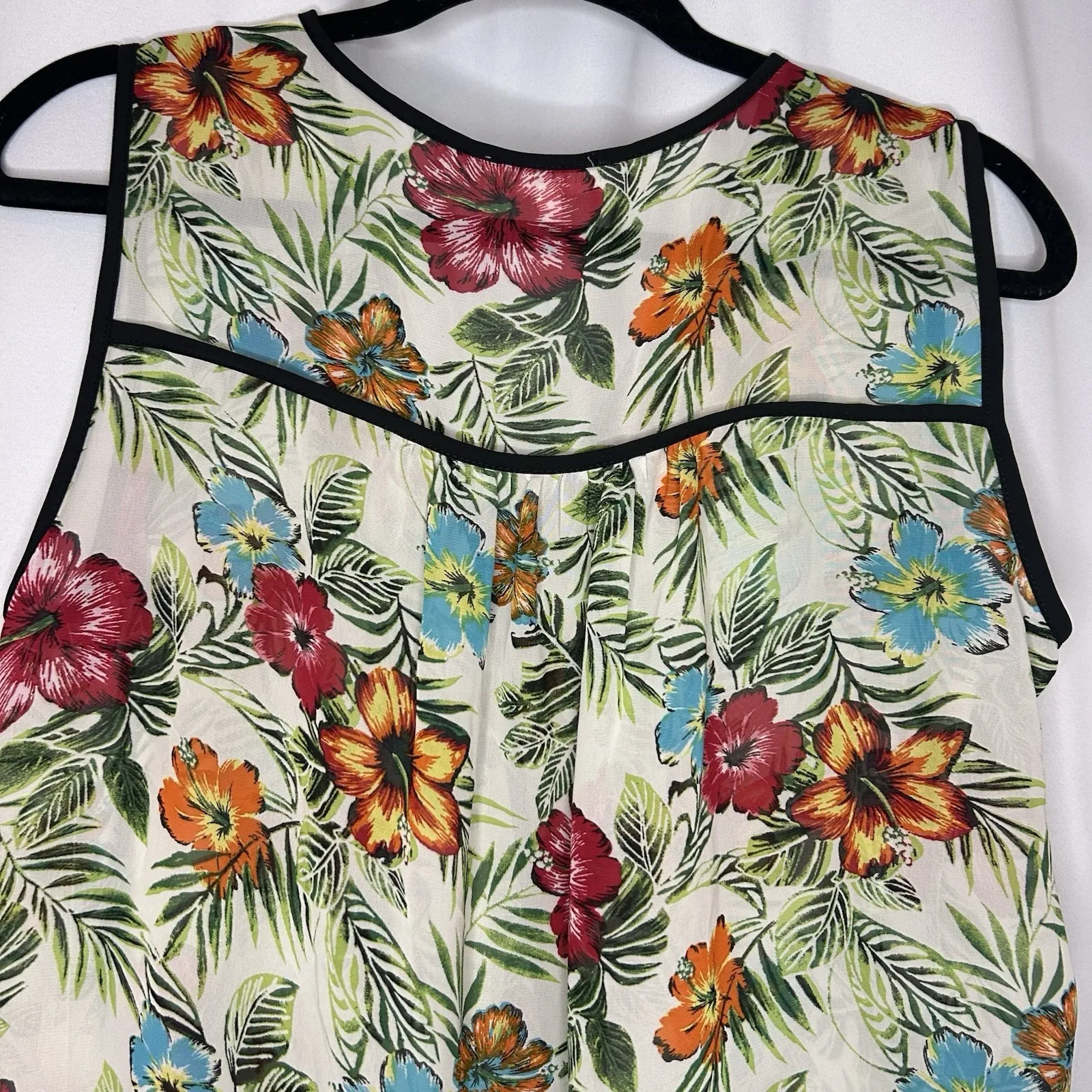 Faith‎ and Joy Woman's Large Sleeveless Blouse Floral Tropical Chiffon - Image 7