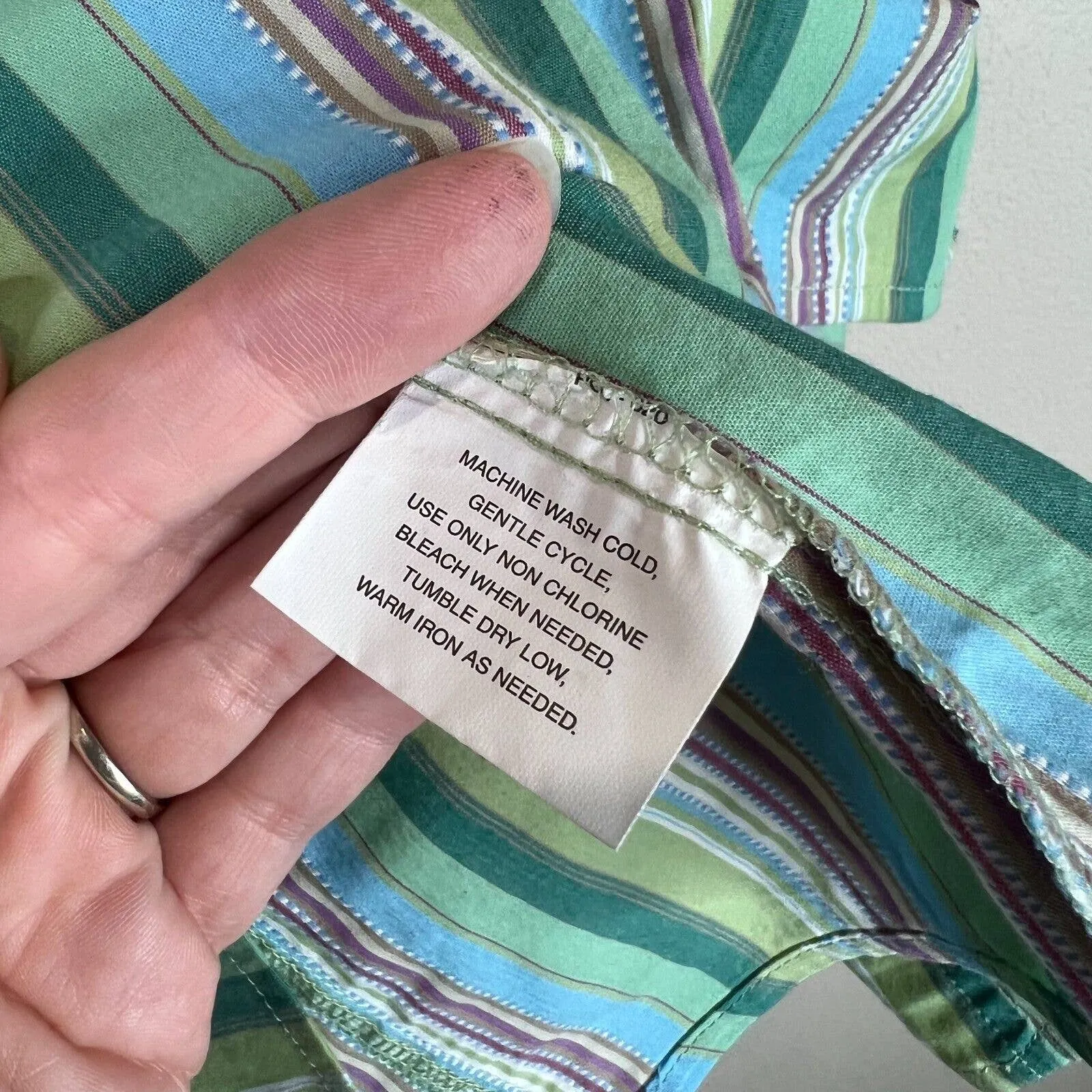 ALC Women's Striped Button Front‎ Blouse Top Stretch Long Sleeve Multicolor SZ L - Image 6