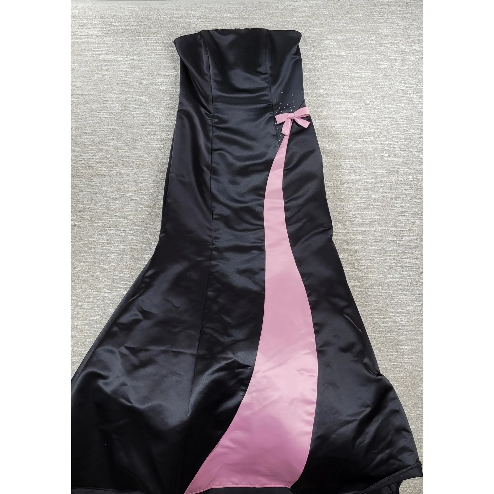 VTG Gunne Sax Jessica McClintock Gown 5/6 Black‎ Pink Satin Fairy Formal Dress Black - Image 3