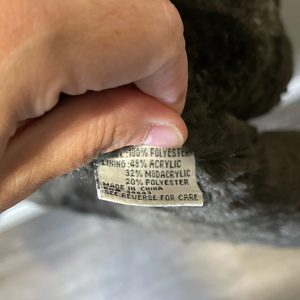 Larry Levine Women's Brown Faux‎ Suede Faux Fur Button Up Coat Size Medium - Image 3