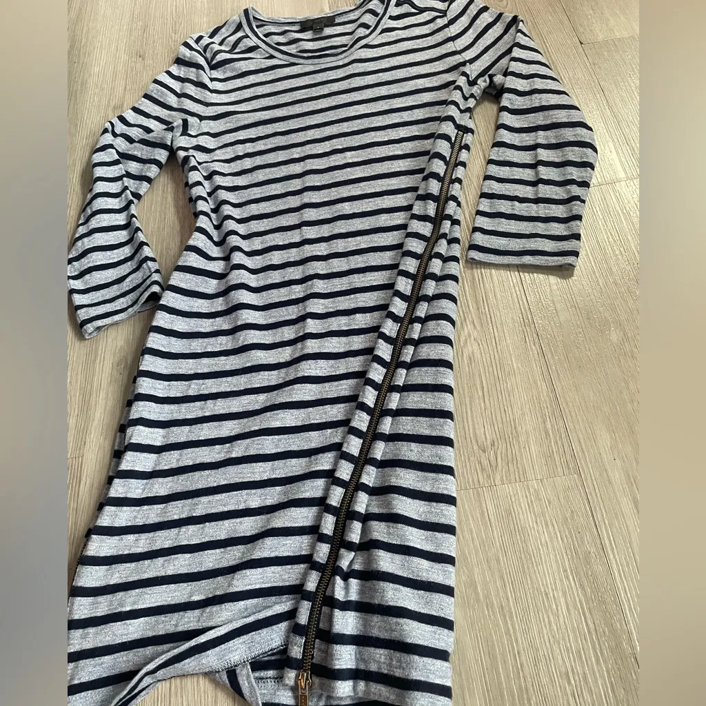 J.Crew Blue Striped 100% Cotton Side Zip Dress Size Small - Image 3