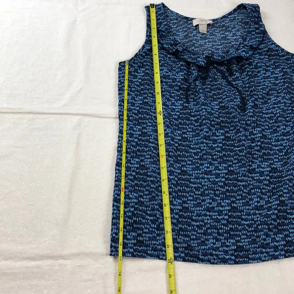 Loft Blue Dot Ruffle Collar Blouse XS - Image 4