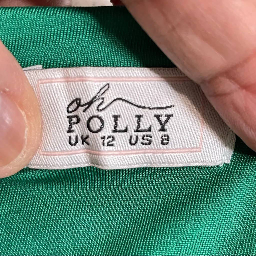 Oh Polly Dress Womens Mini Green Striped Print Bodycon Long Sleeve Cut Out Sz 8 - Image 11