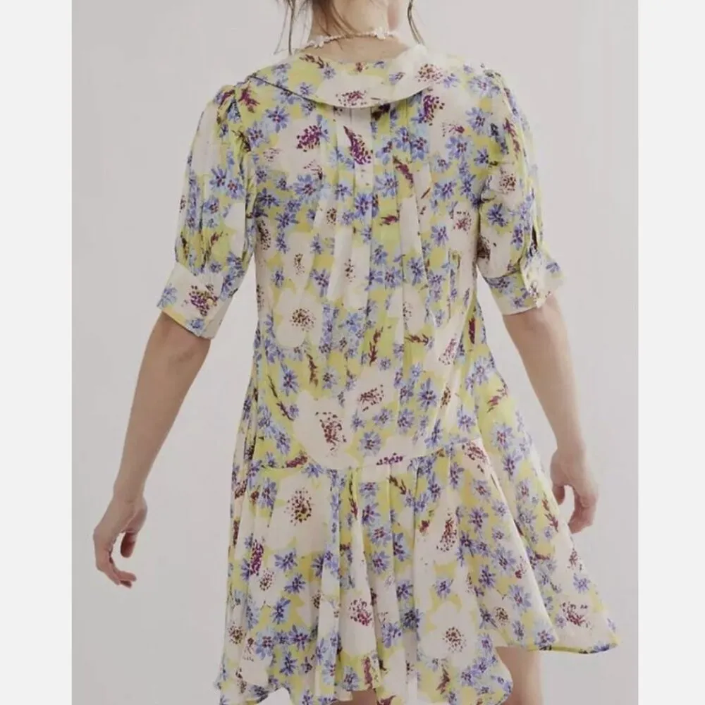 NWOT Free People Women's Sugar Crush Mini Dress in Lemon Combo Oversize - Image 3