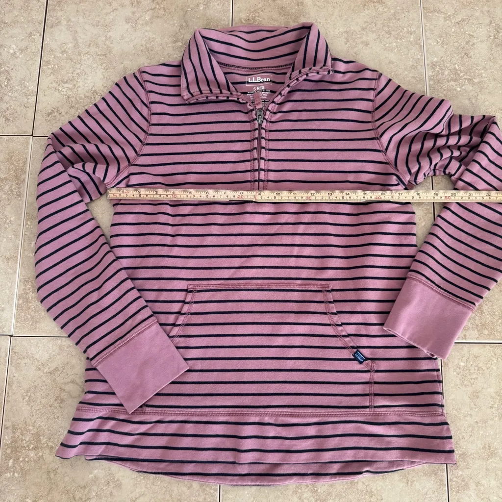 L.L. Bean Pink and Navy Striped Pullover Size Small Reg - Image 6