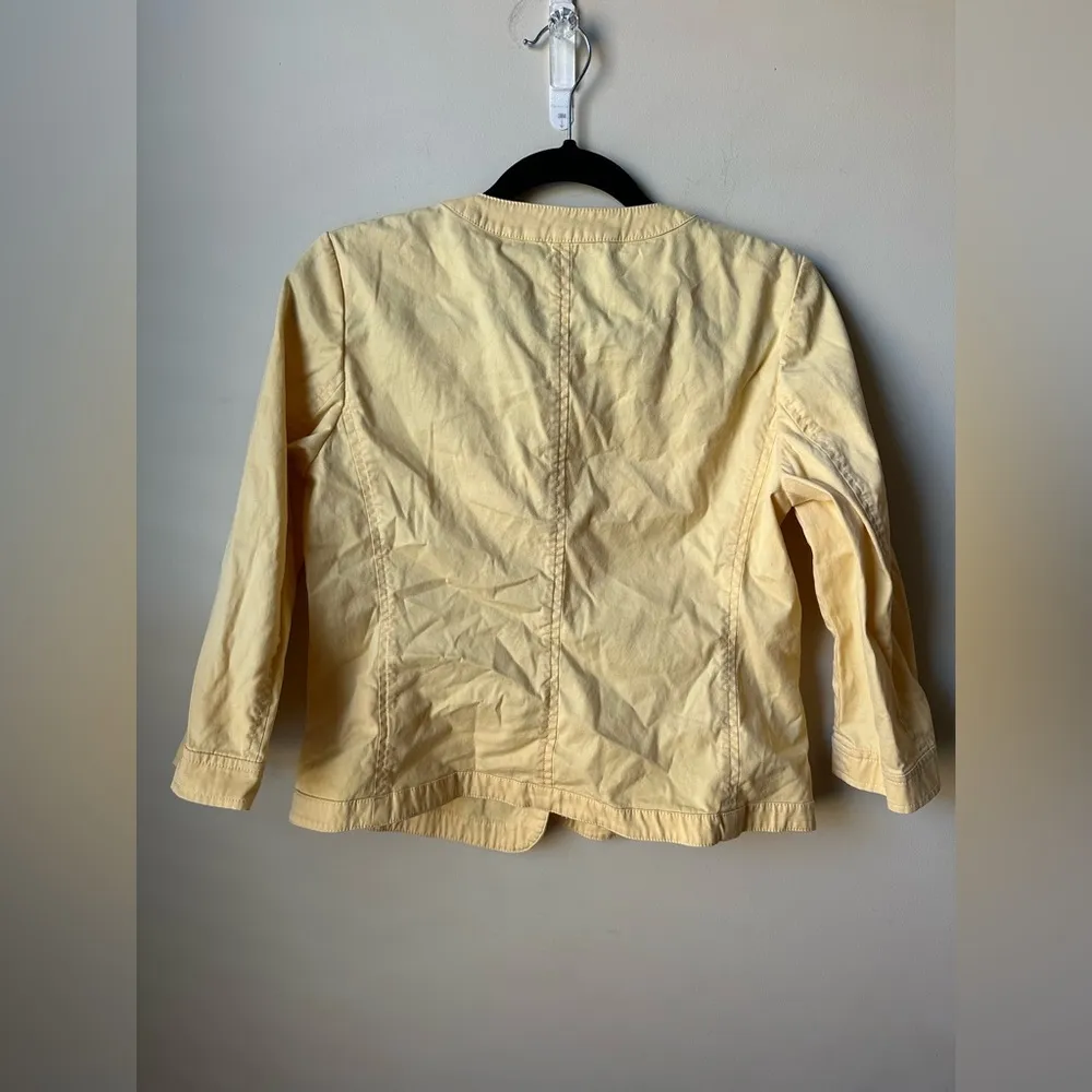 Talbots Women's Jacket Button Up Ruffled Front 3/4 Sleeve Yellow Size 6 - Image 5