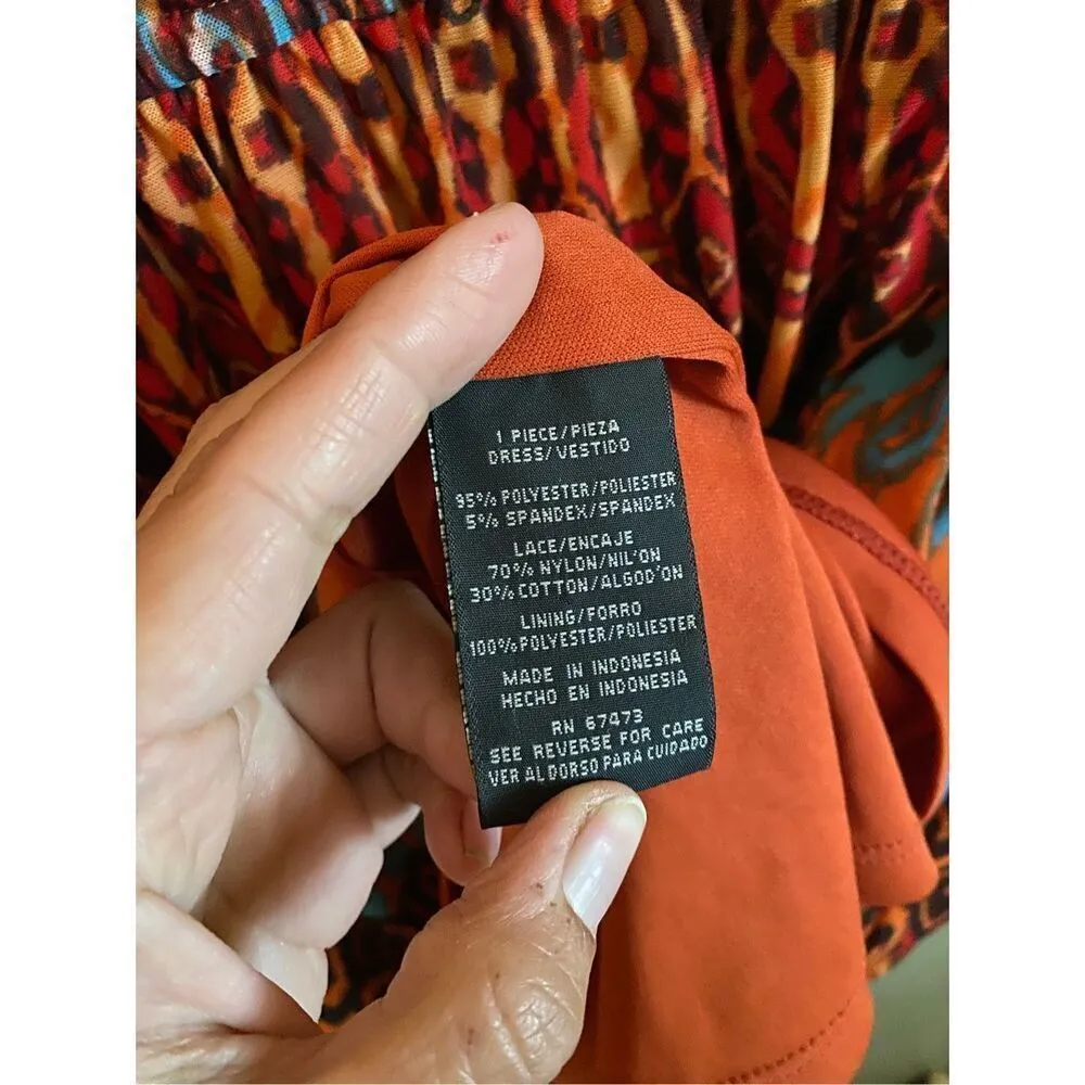 Gabby Skye Orange & Blue Printed Sleeveless Fit & Flare Mini Dress 12 - Image 8