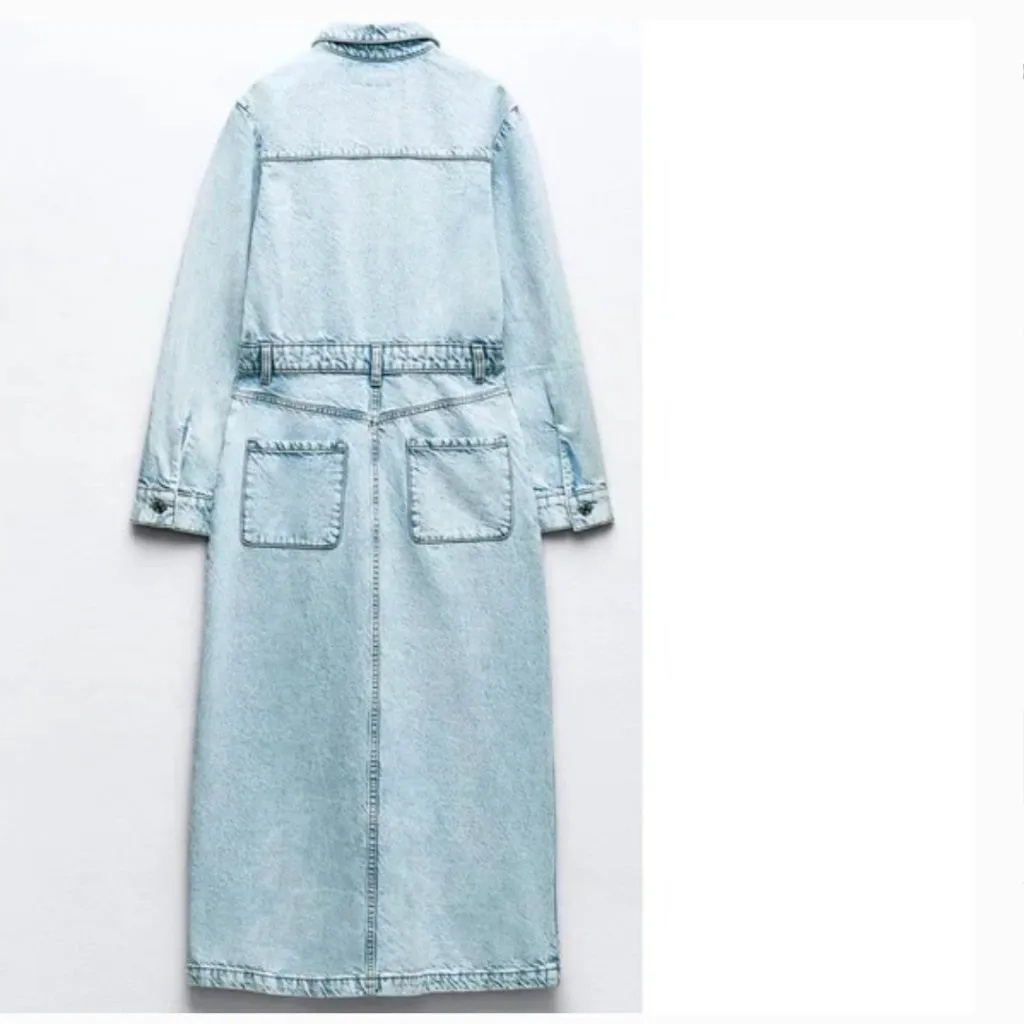 NWOT Zara Z1975 DENIM MIDI DRESS Bloggers Fave  Blue - Image 11