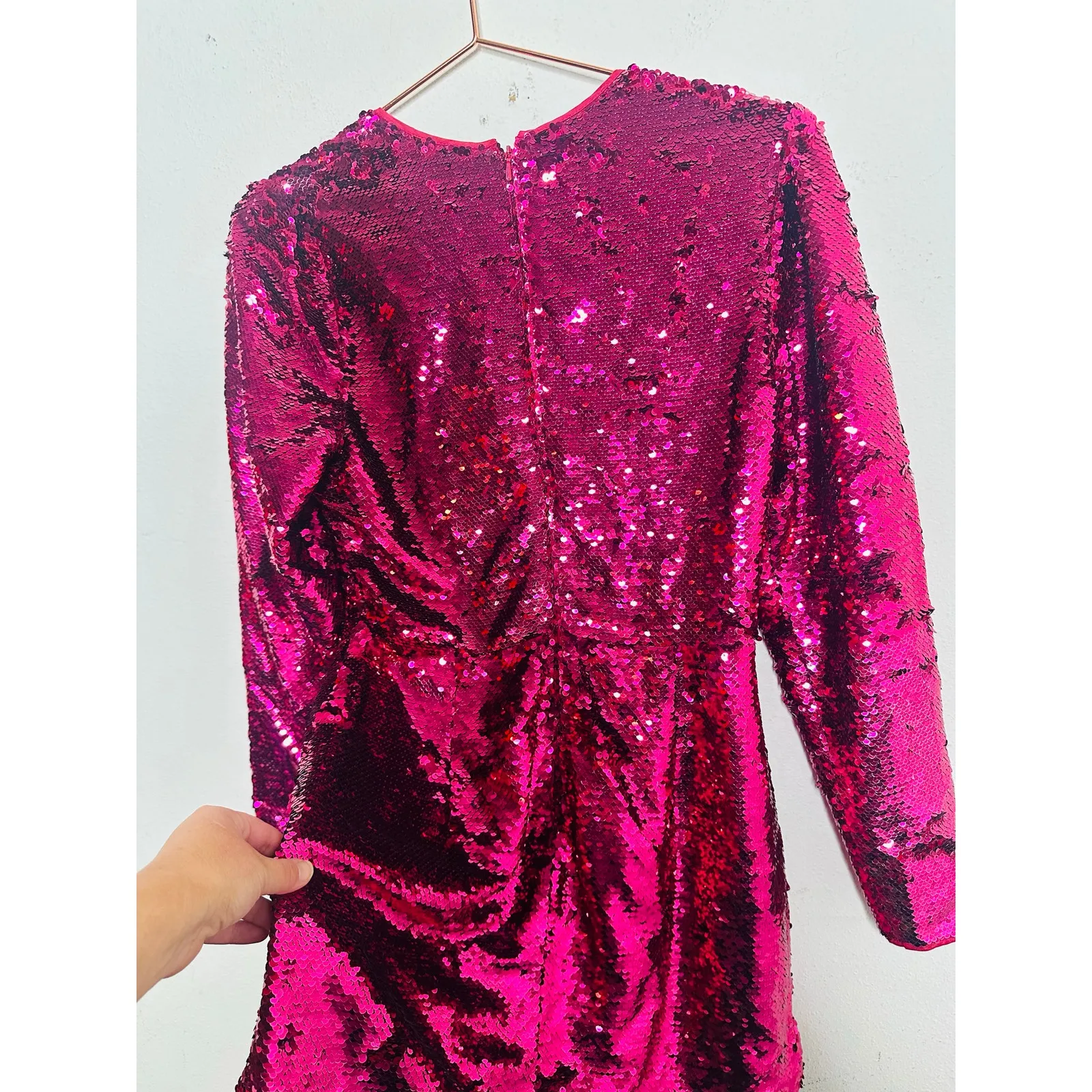 LA MAISON TALULAH Pink Sequins Long Sleeve V - Image 12