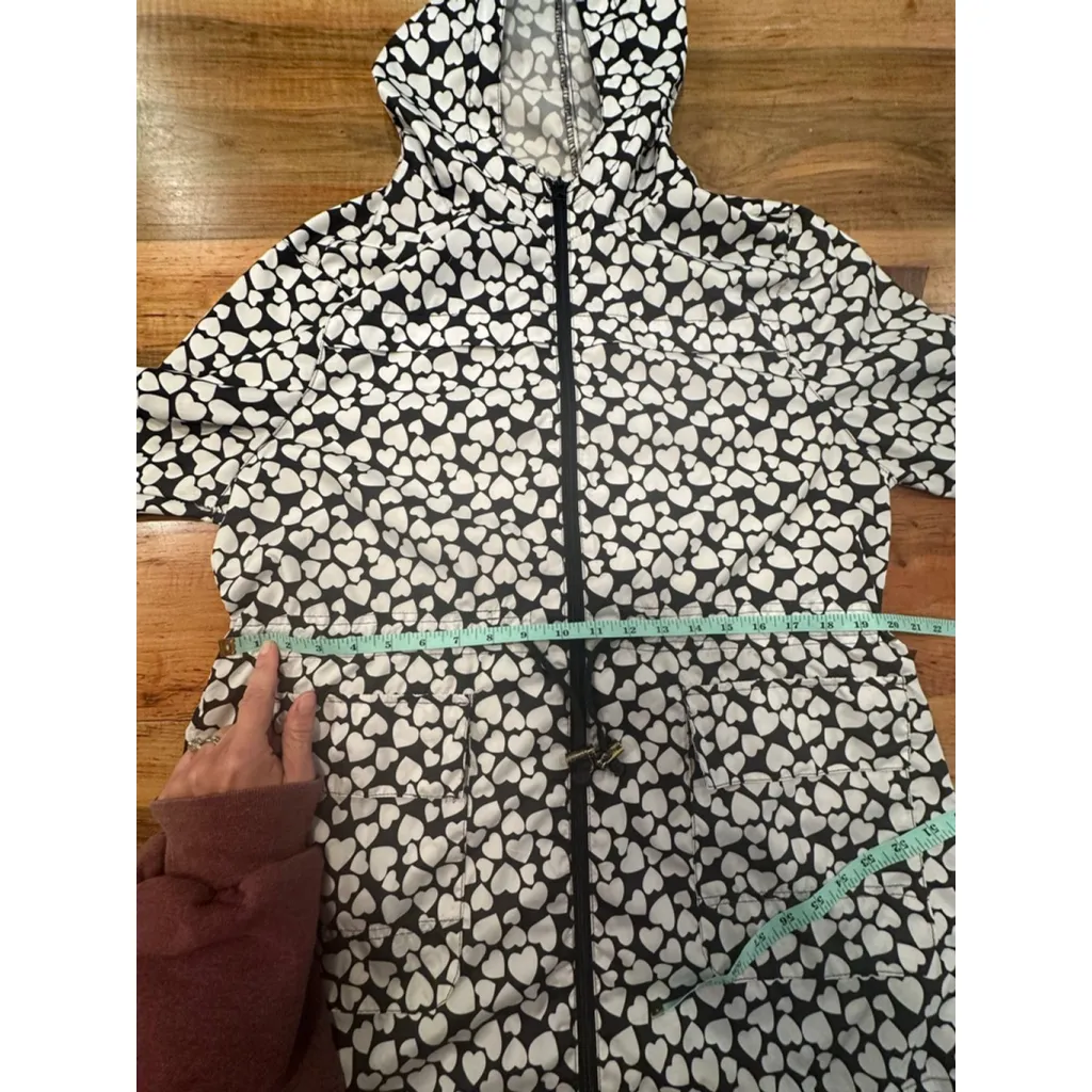 Women's Brave Soul Black & White Heart Print Rain Jacket Size 14 - Image 9