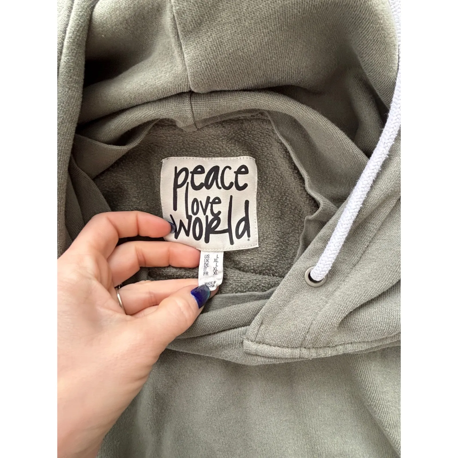 Peace Love World Thankful Mock Neck Hoodie large oversized athleisure gorpcore - Image 10
