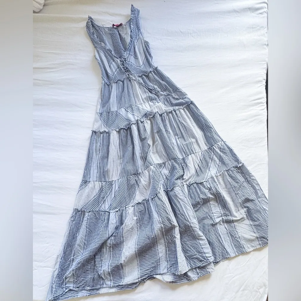 Betsy Johnson Blue and White Women's Maxi Dress size S 069-E - Image 2