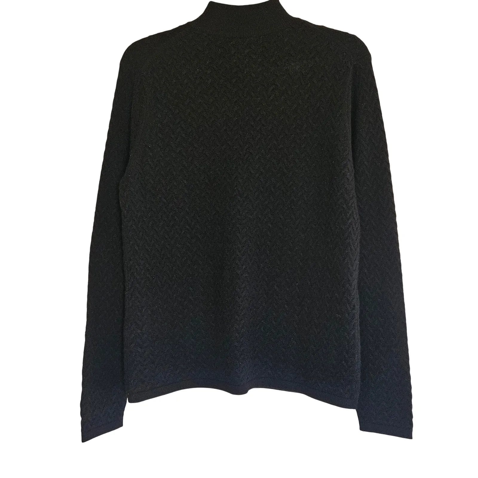 Charter Club Textured Mock Neck Pullover Black Sweater Cable Knit Cashmere Small - Image 7