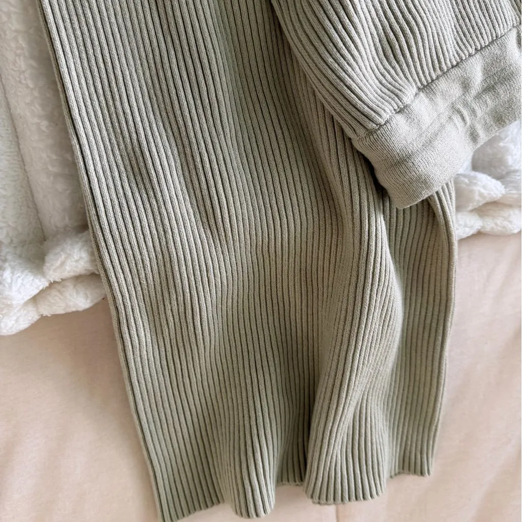 Cider Ribbed Knit Pants Wide Leg in Cream - Image 8