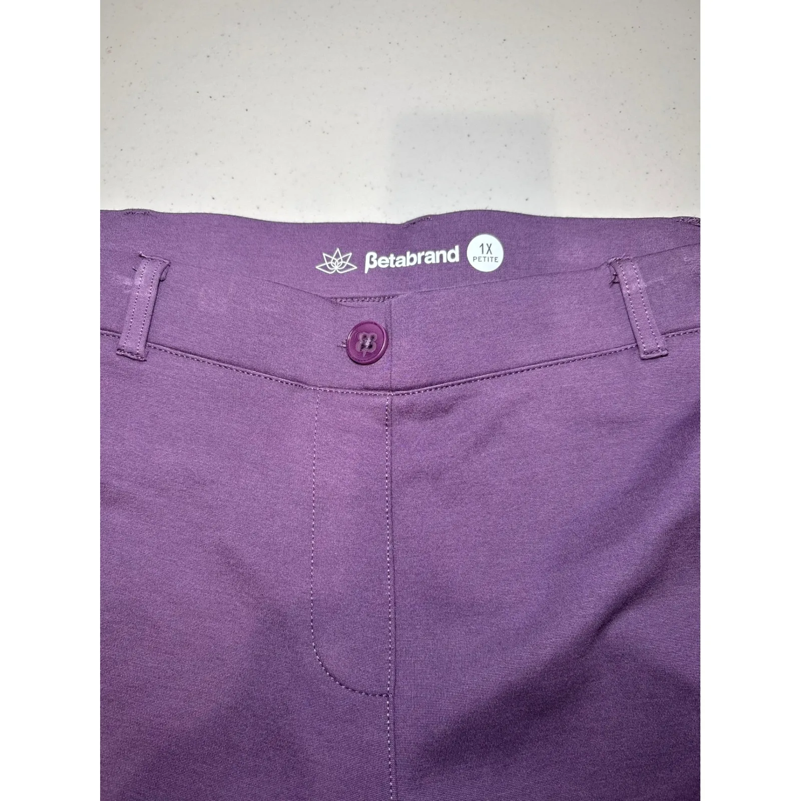 Betabrand Purple Straight Leg Pants 1X Petite Stretch Professional Workwear - Image 5