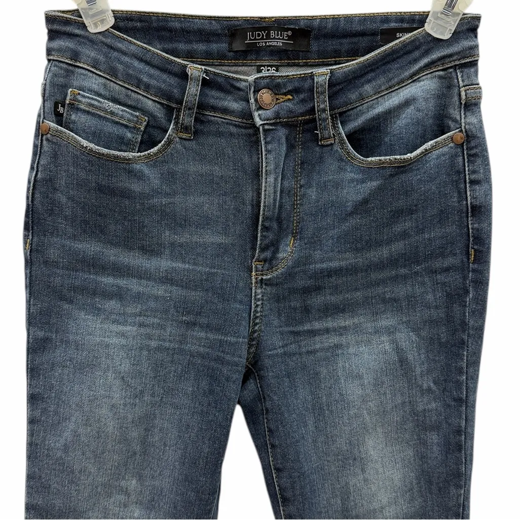 Judy Blue Skinny Jeans Size 3/26 Raw Hem Stretch Denim - Image 4