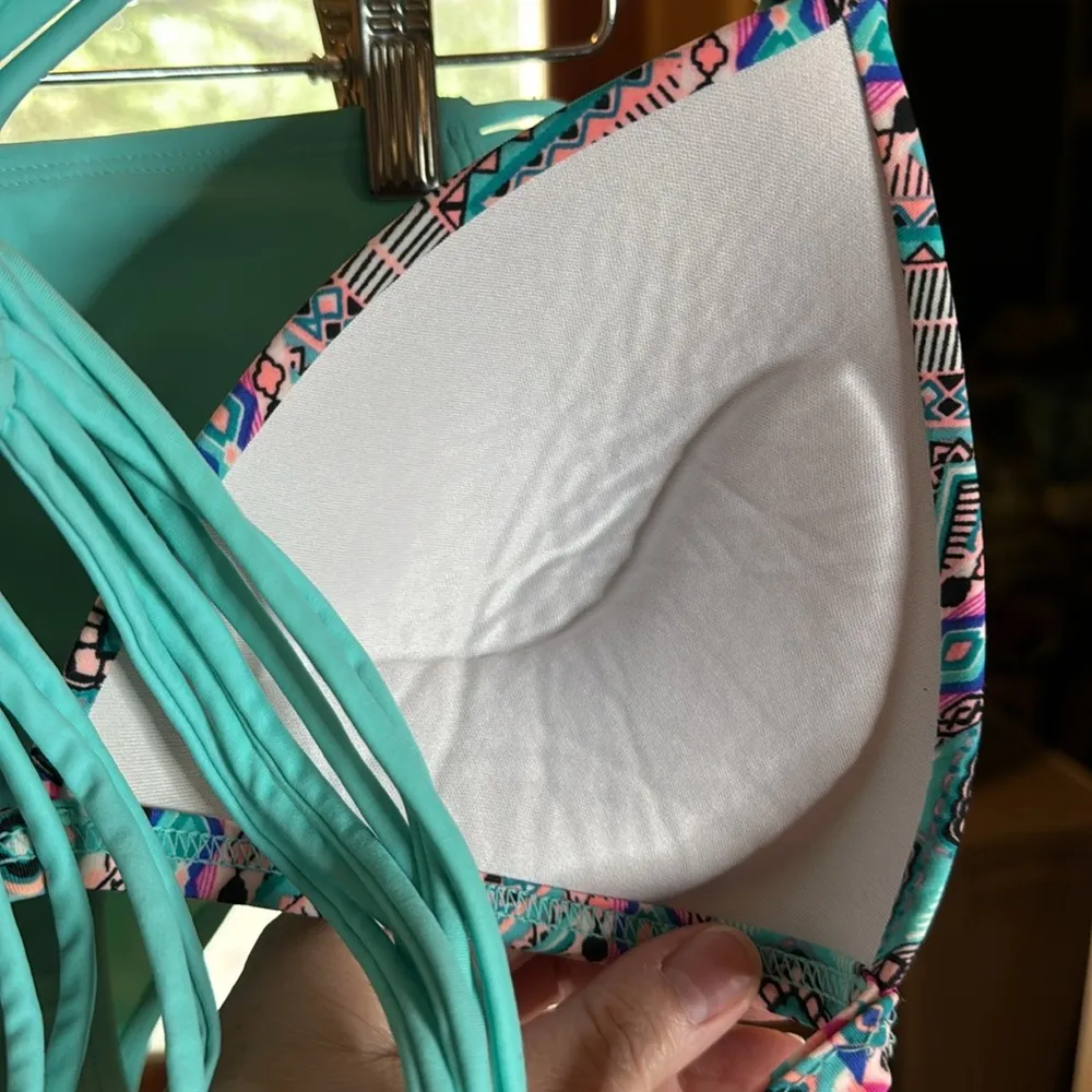 Arizona Push Up Turquoise Hipster Bikini Swim Suit Size Large - Image 5