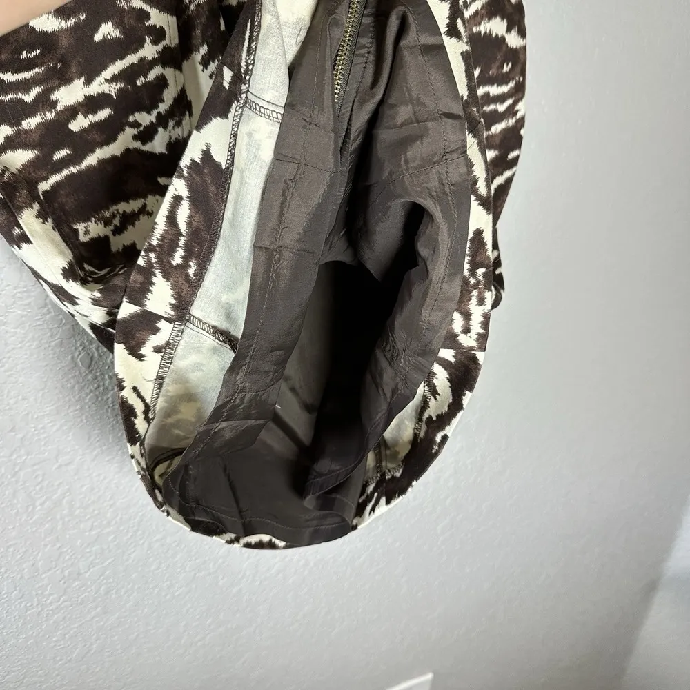 Michael Kors Brown & Cream Abstract‎ Print Bodycon Dress SZ 12 Old Money Chic - Image 11