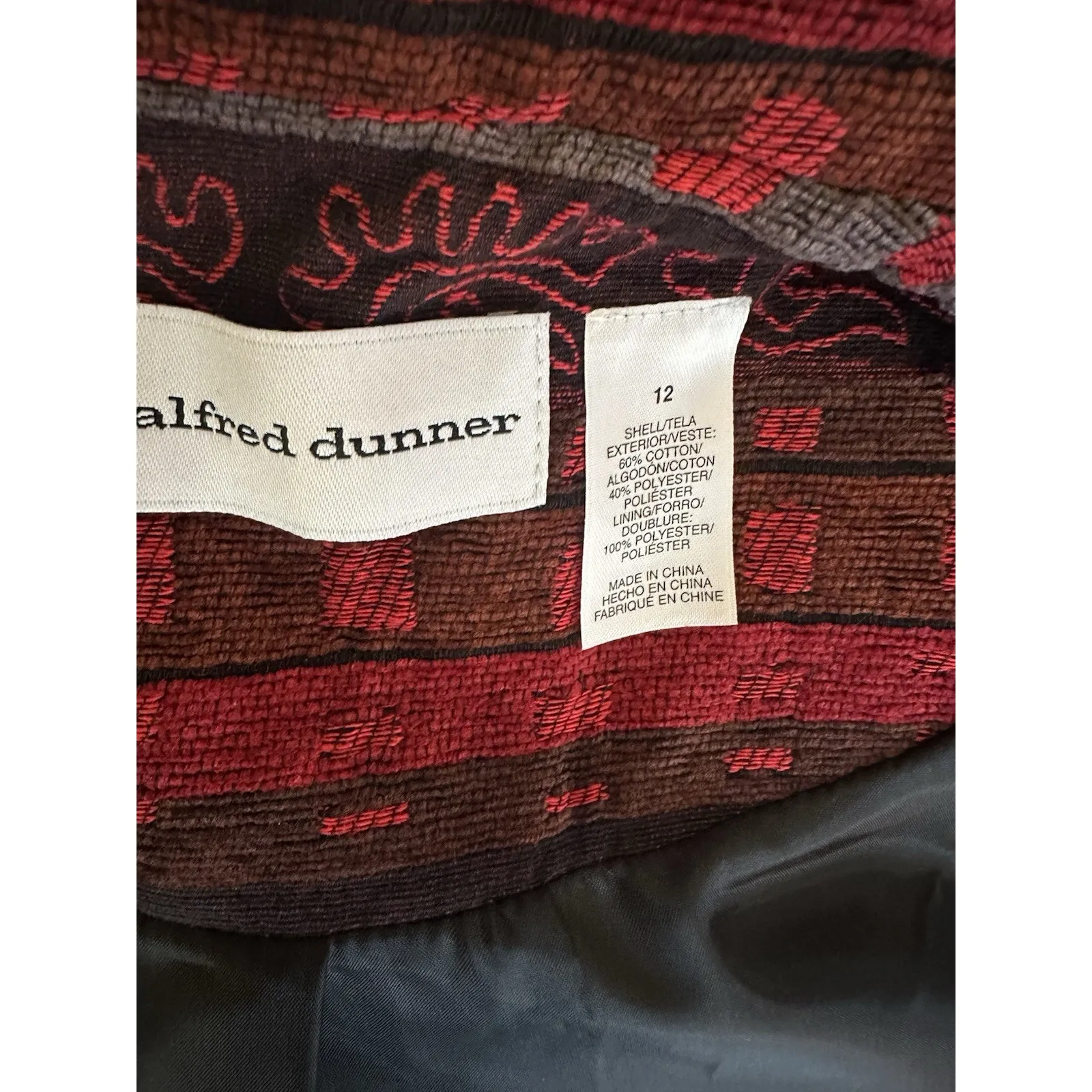 Vintage ALFRED DUNNER Blazer Jacket Women Size 12 Embroidery Beading Open Front - Image 3